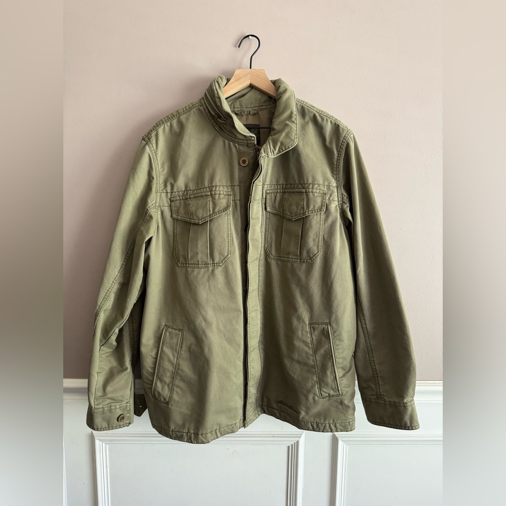 Eddie Bauer Field Chore Barn Utility Jacket Green Canvas Cotton Mens Size Large